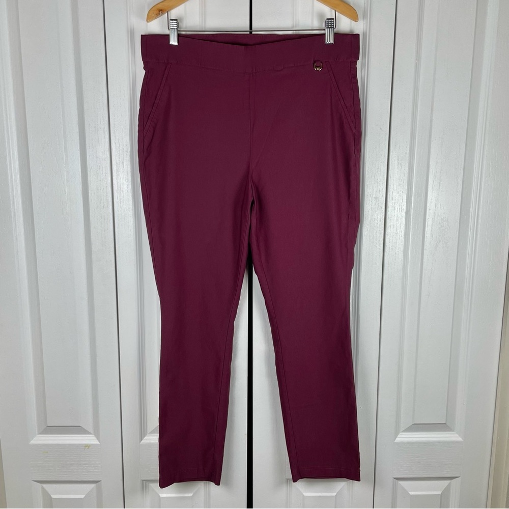 Rafaella Slim Ankle Trouser Pants Women’s 16 Burgundy Stretch Pull on Career